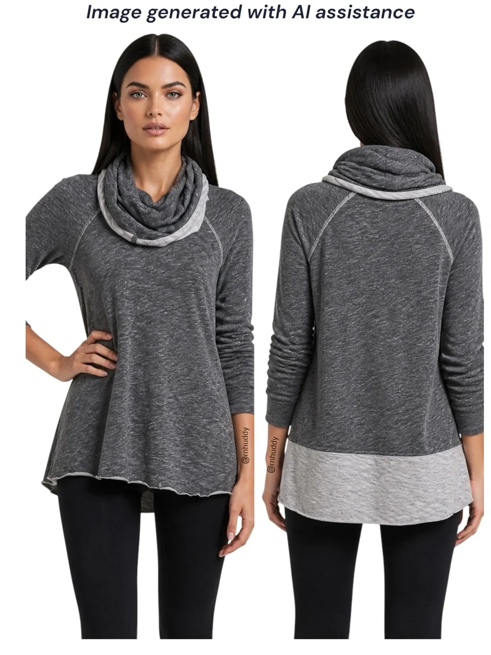Free People Beach M/L charcoal cocoon cowl neck pullover